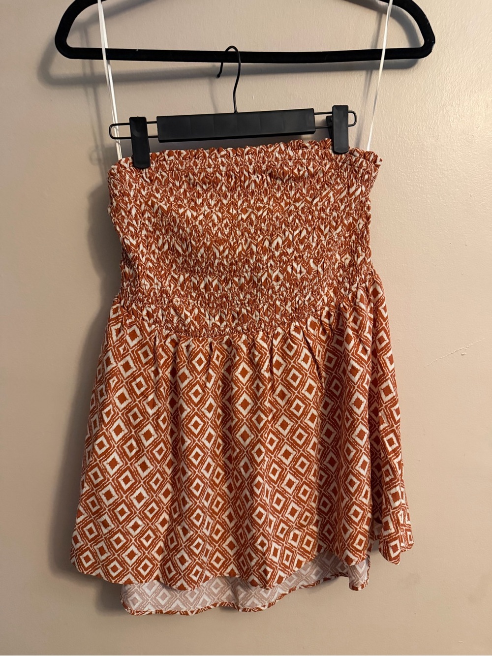 torrid Rust and Cream Smocked Diamond Print Mini Skirt